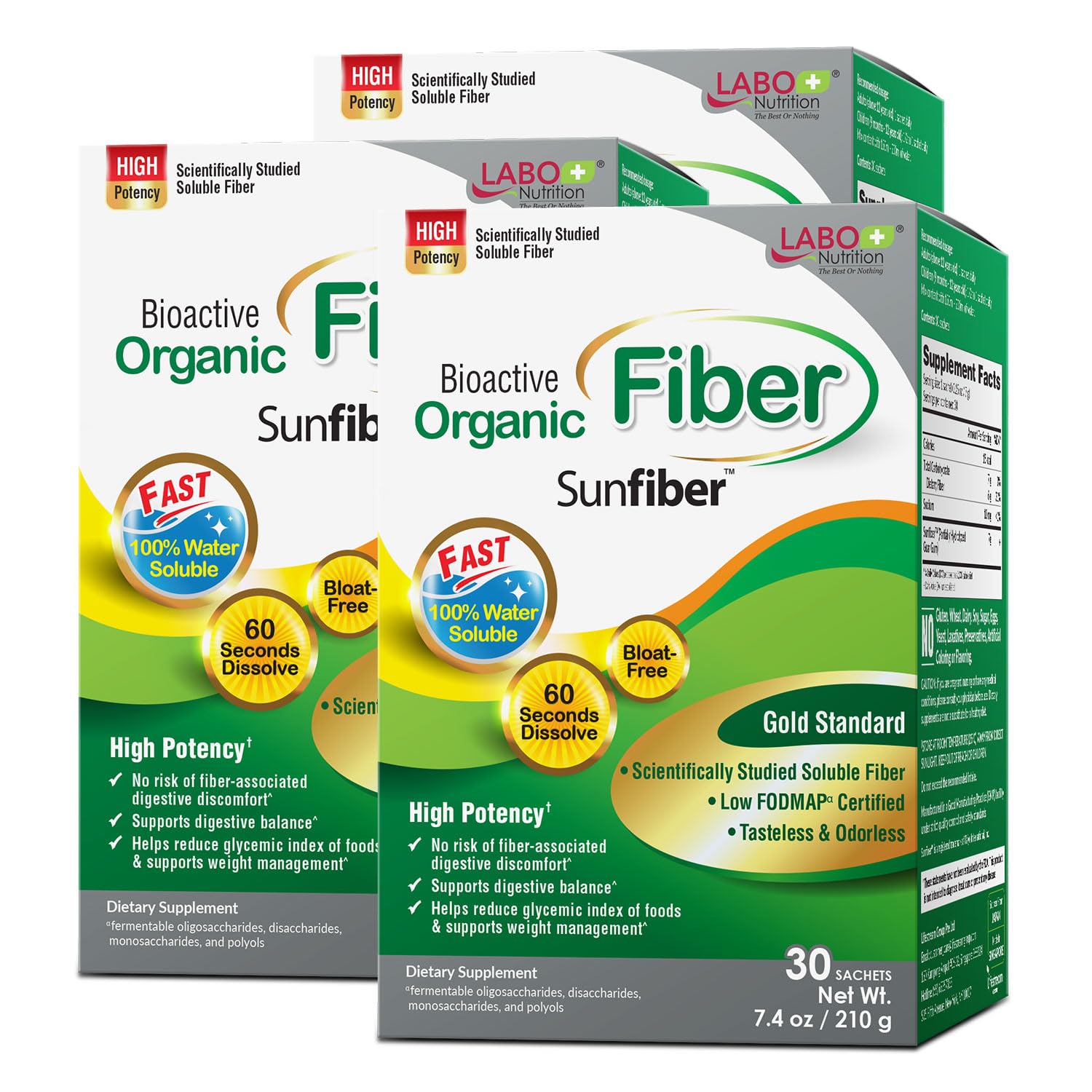 LABO Nutrition Sunfiber PHGG powder dissolves easily in water for a tasteless daily mix.