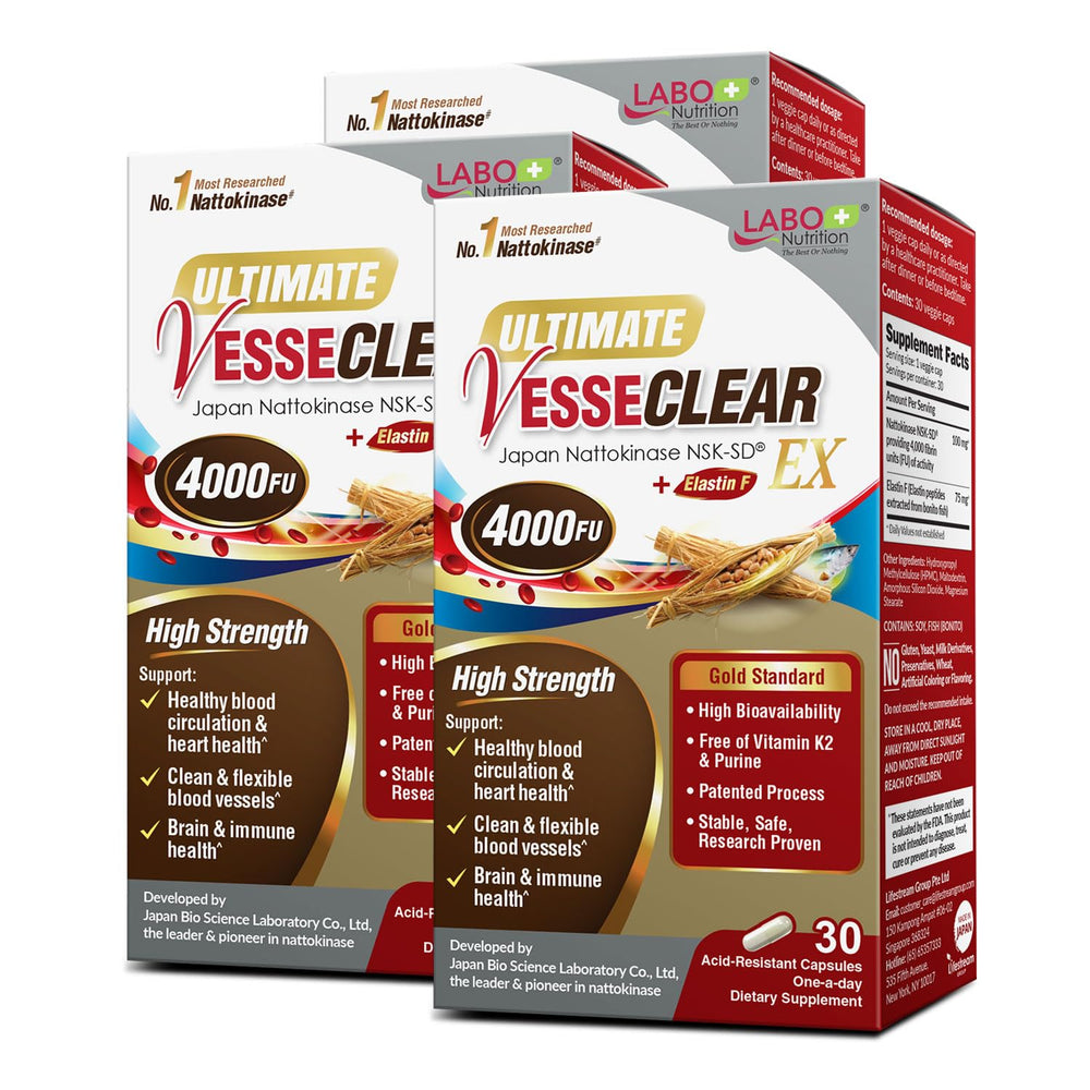 LABO Nutrition Ultimate VesseCLEAR EX bottle front showing premium capsules for daily support
