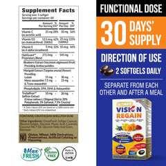 VisionREGAIN softgels providing lutein and zeaxanthin for eye health.