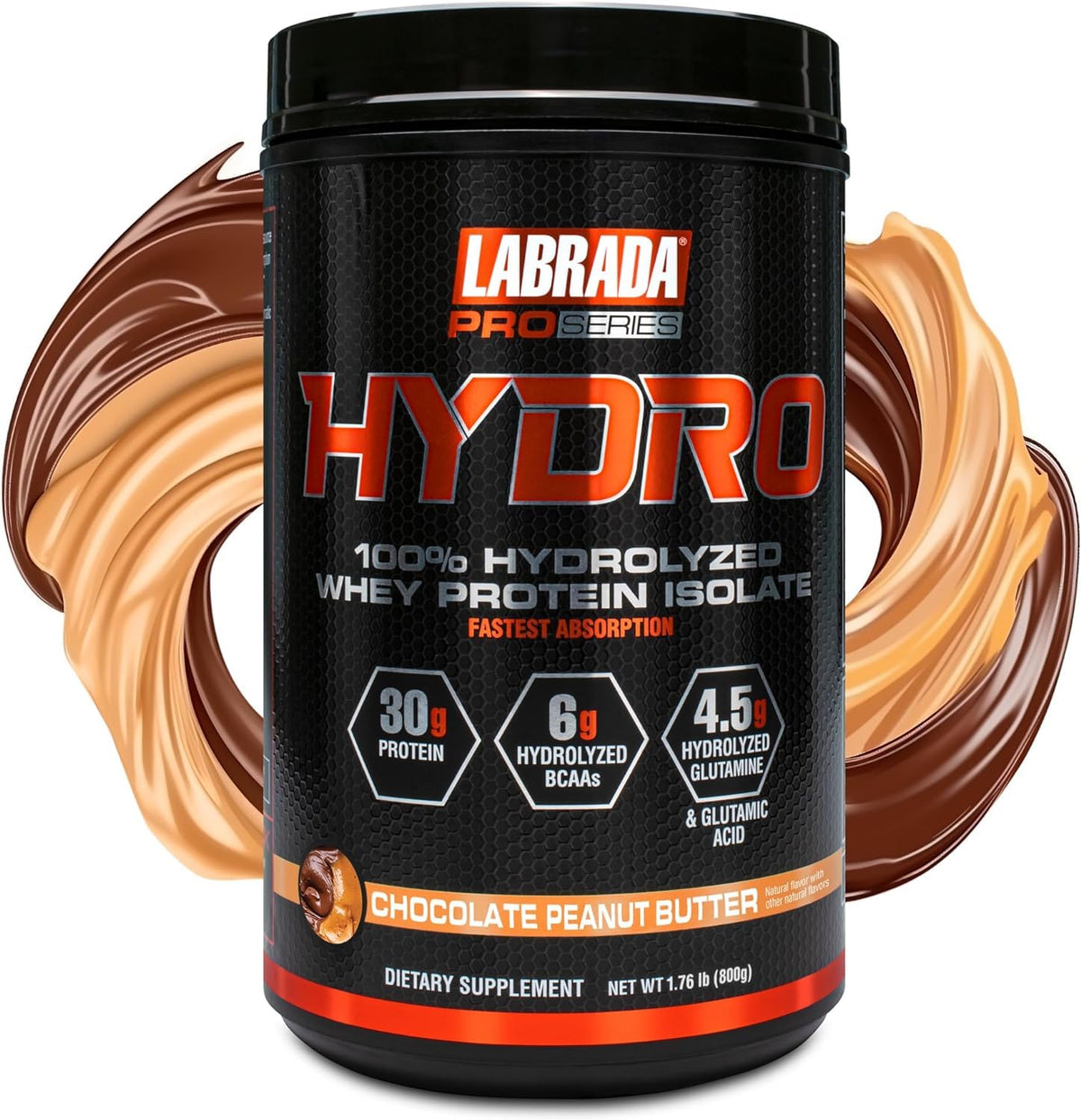 Labrada Hydro 100% whey isolate label close-up, clean protein source for post-workout recovery