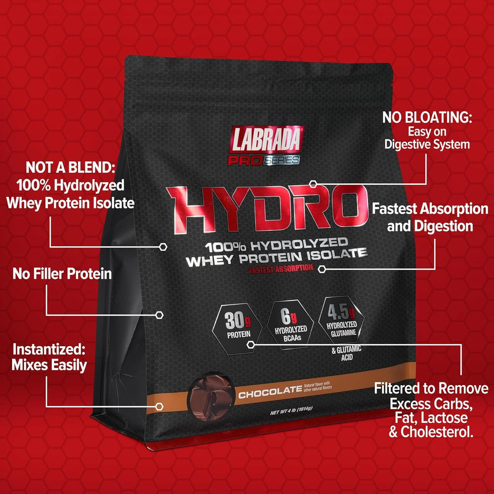 Labrada Hydro 100 shake in glass showing smooth, instant mix