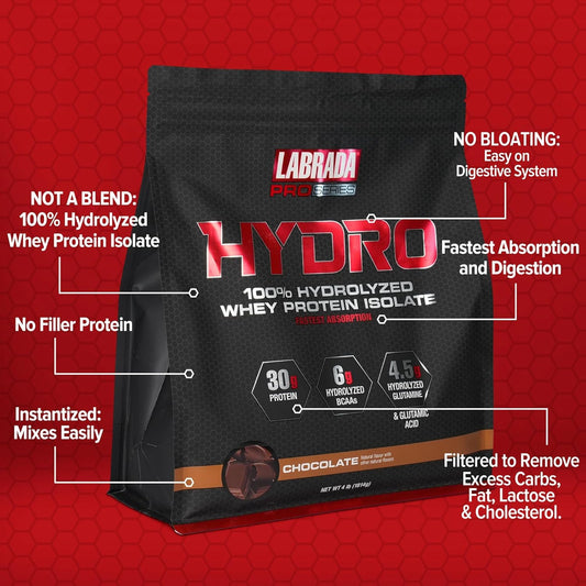 Labrada Hydro 100 shake in glass showing smooth, instant mix