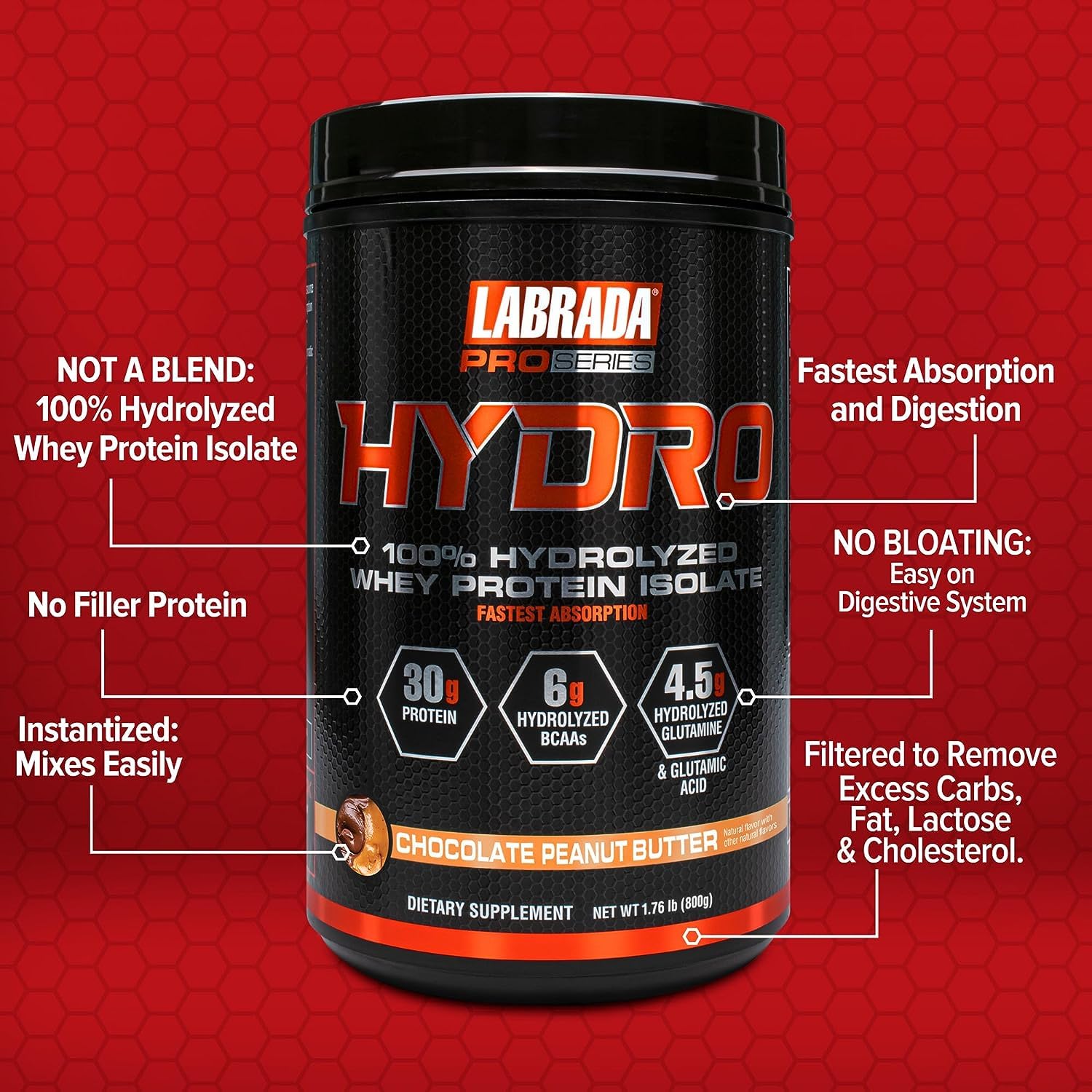Labrada Hydro powder in a shaker, instant mixing for quick shakes