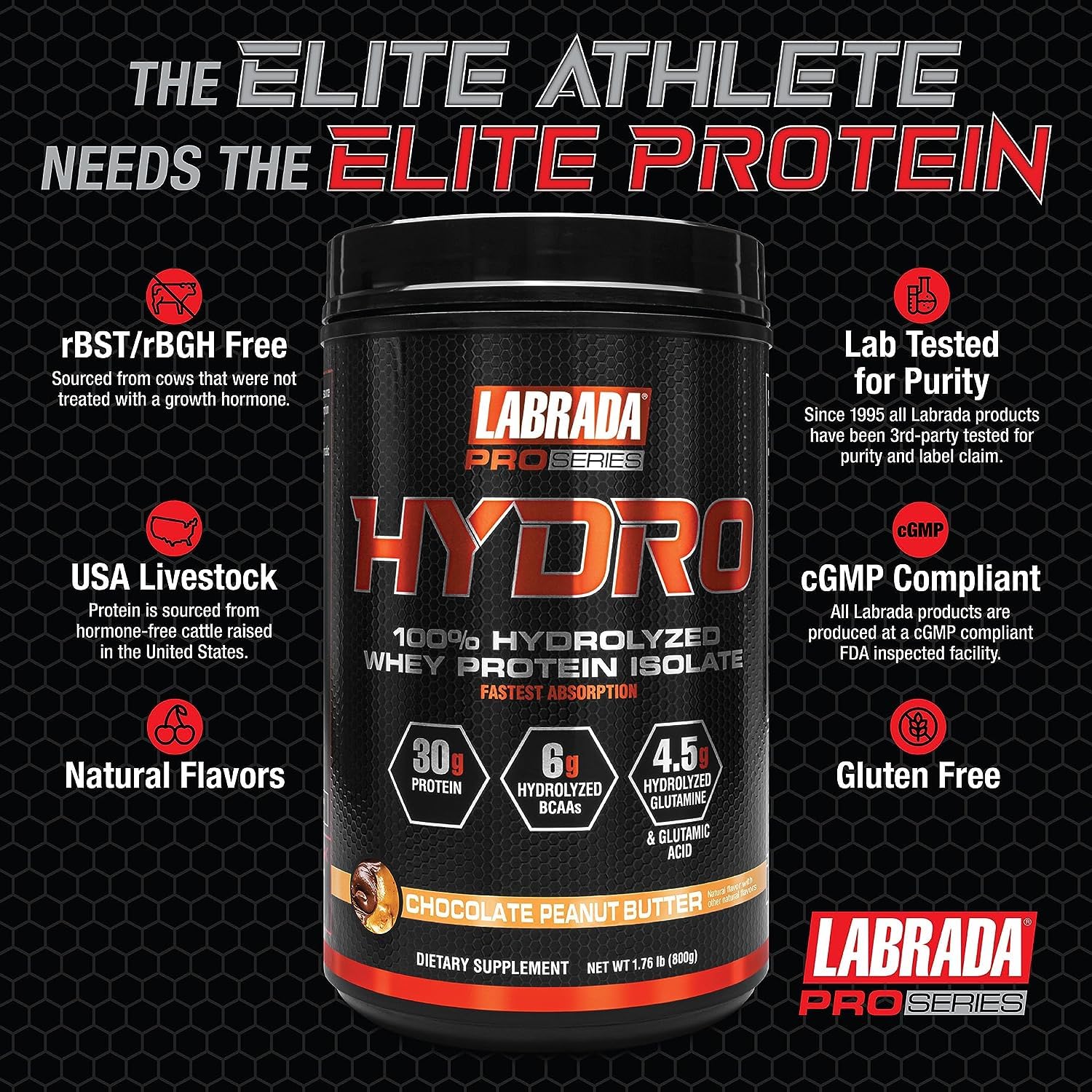 Labrada Hydro scoop shows lactose-free formula for sensitive digestions