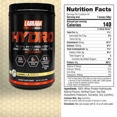 Labrada Hydro Vanilla pour into shaker shows clean preparation.