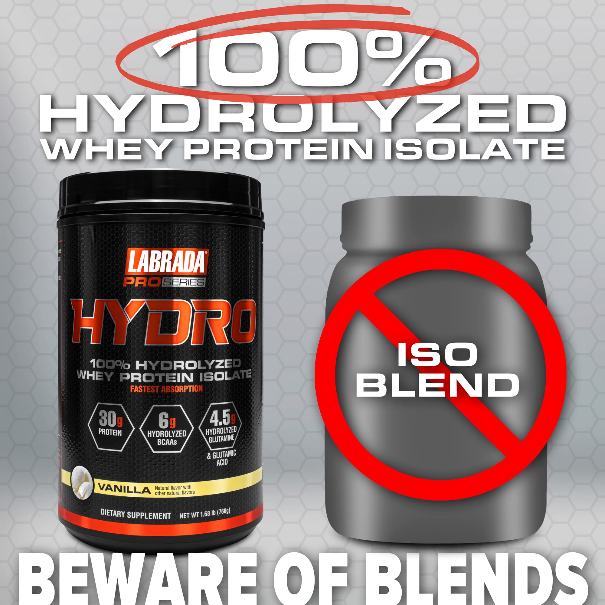 Labrada Hydro Vanilla with recipe idea suggests versatile protein boost.
