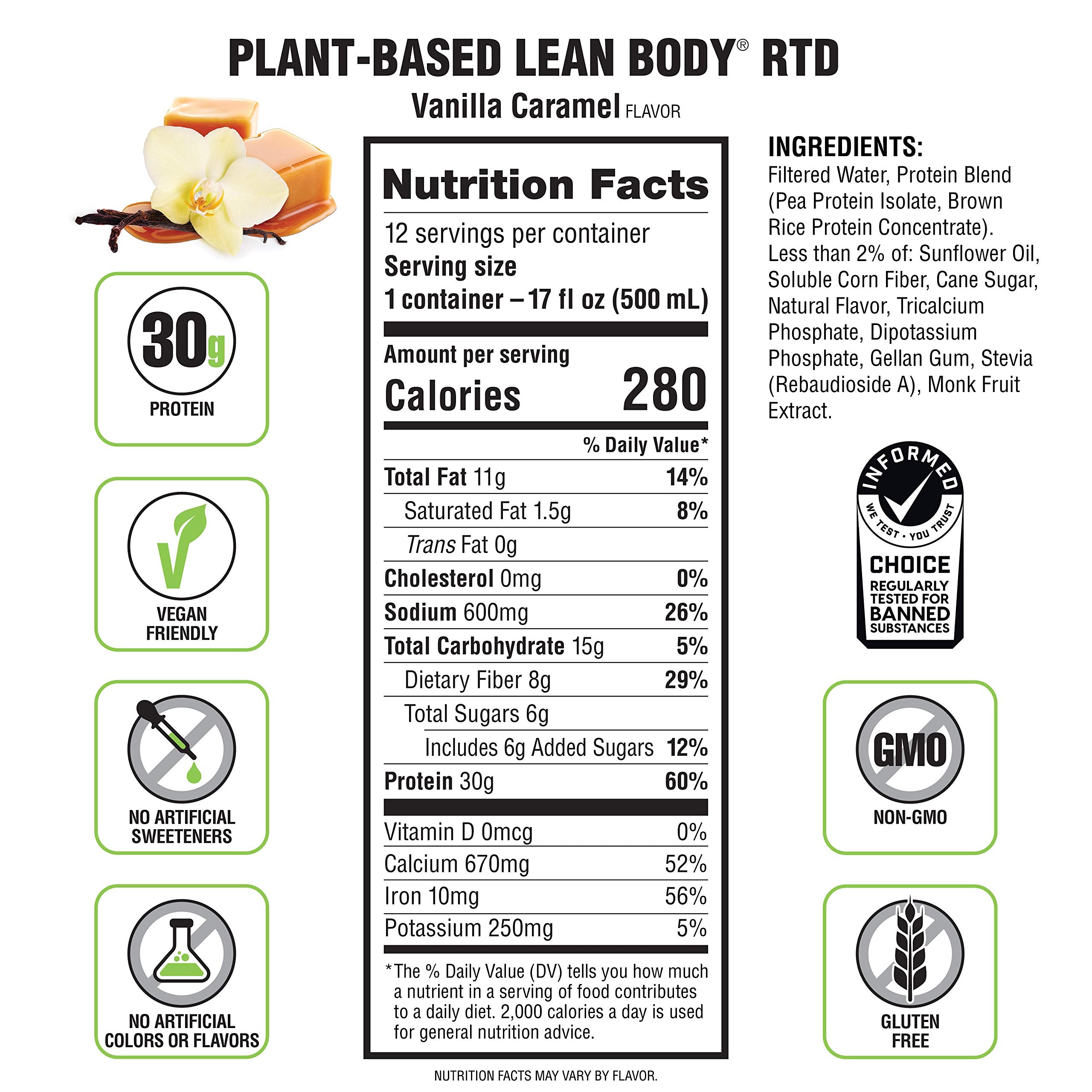 Labrada Lean Body ingredient panel highlighting pea and rice protein blend