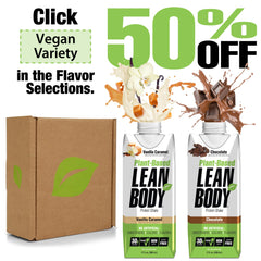 Labrada Lean Body label icons showing vegan, non-GMO, gluten-free attributes