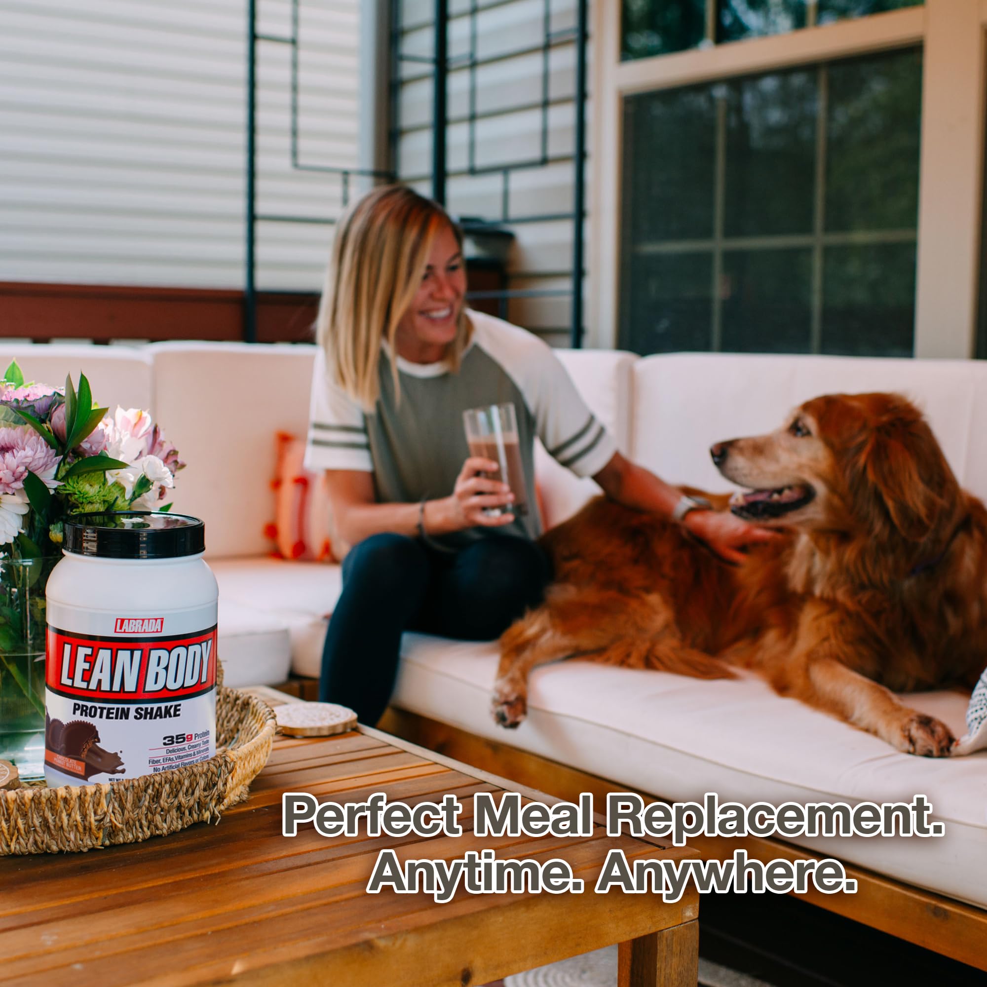 Labrada Lean Body Cinnamon Bun packaging showcases 40g protein and no artificial junk