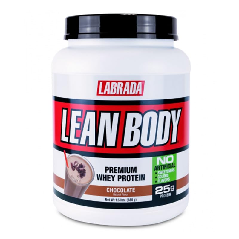 Labrada Lean Body Premium Whey Chocolate post-workout scene emphasizes recovery support.