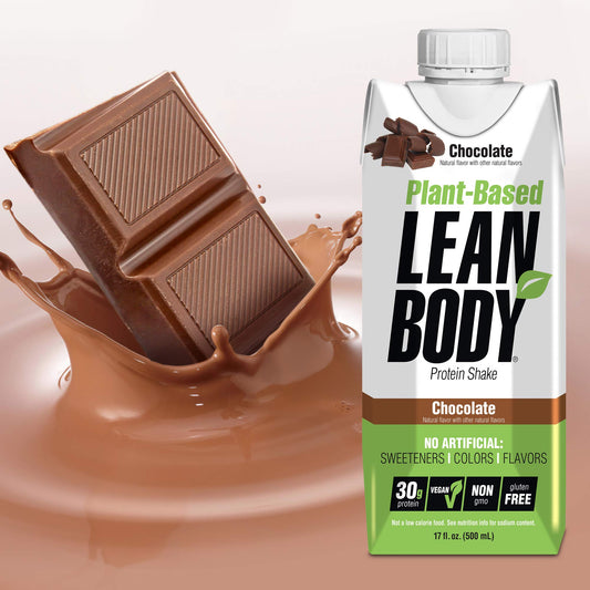 Labrada Lean Body chocolate shake close-up showing creamy plant-based protein