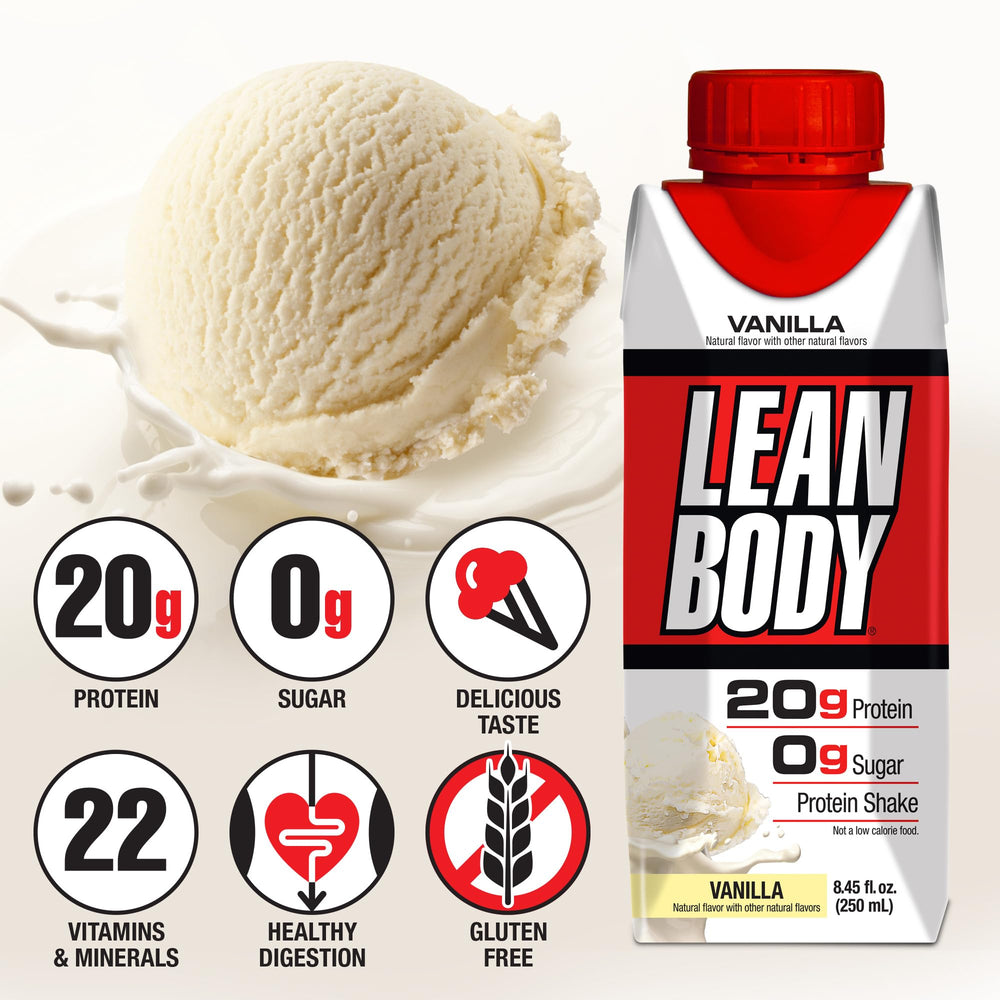 LABRADA Lean Body RTD nutrition panel shows 22 vitamins and minerals