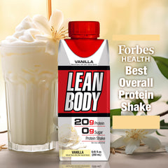 LABRADA Lean Body RTD pour glass showing creamy vanilla flavor anytime