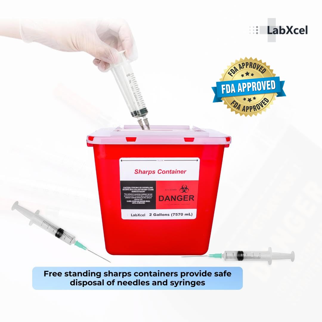 LabXcel sharps container translucent lid for monitoring fill levels