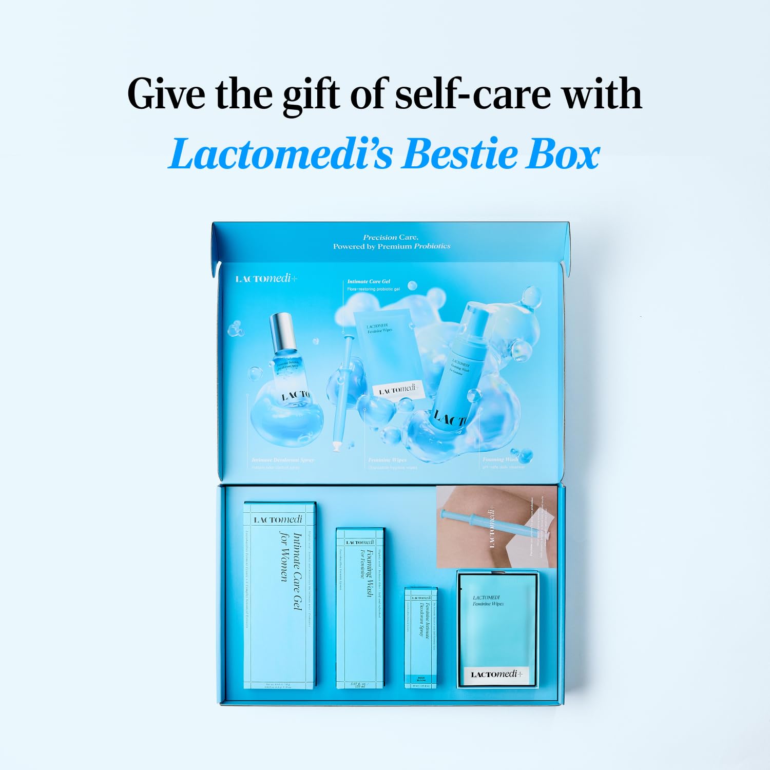 LACTOMEDI Bestie Box daily-use essentials arranged for routines.