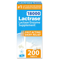 Lactrase refill pack with 200 pills for convenient dairy digestion support.