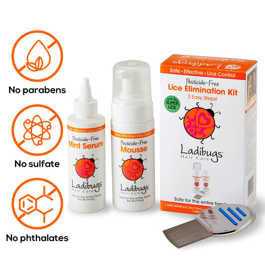 LADIBUGS mint serum bottle highlights gentle, kid-friendly formula