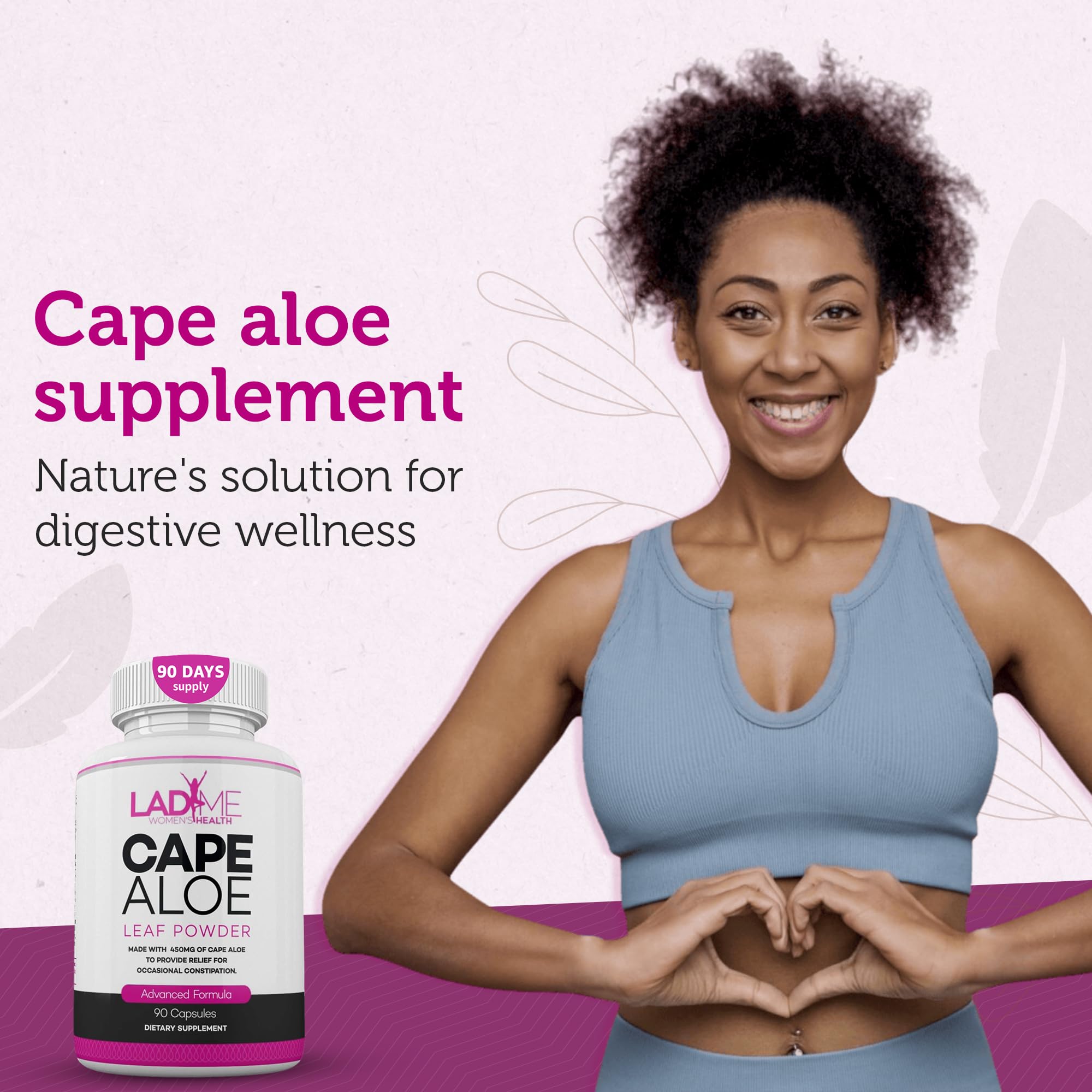 LadyMe Pure Cape Aloe capsules bottle closeup plant-based laxative option