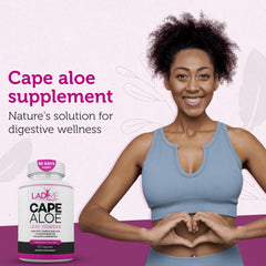 LadyMe Pure Cape Aloe capsules bottle closeup plant-based laxative option