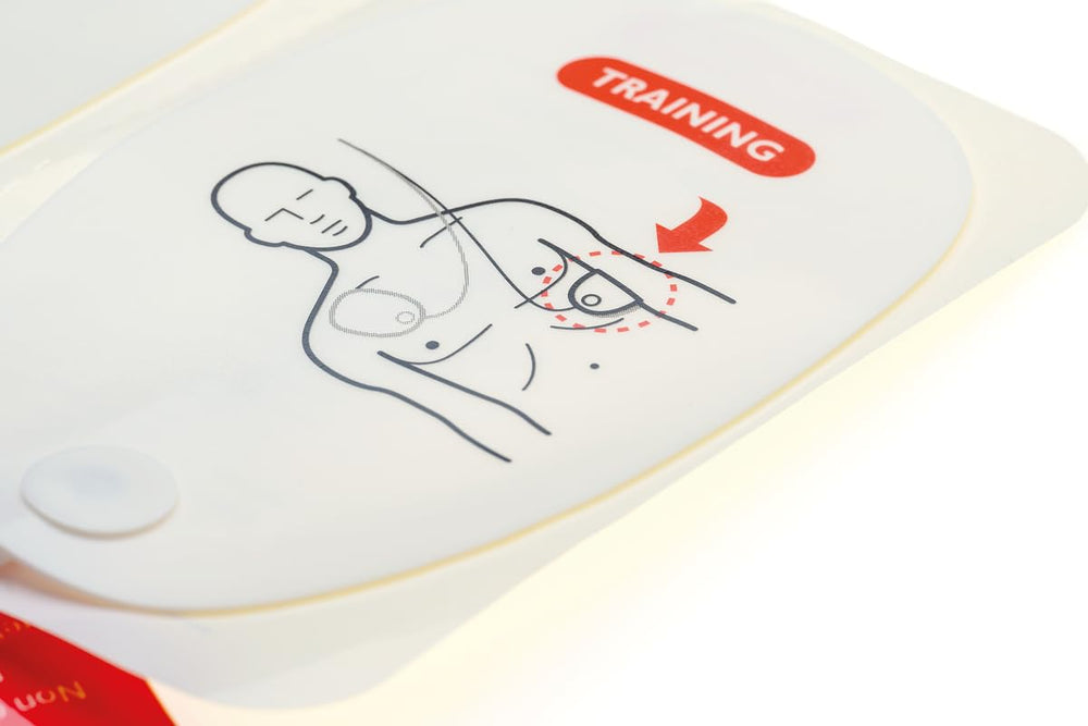 Laerdal AED Trainer Pads designed to leave no residue on surfaces.