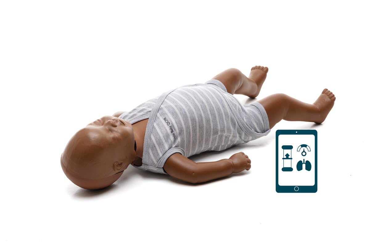 Laerdal Little Baby QCPR chest-rise demo showing realistic ventilation feedback