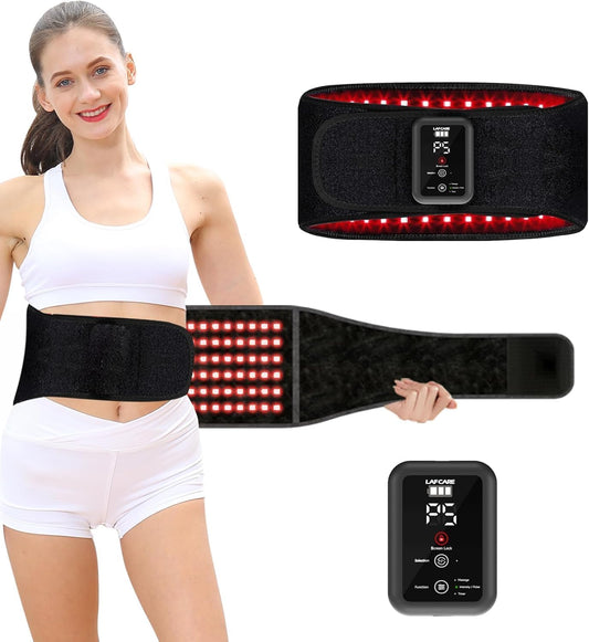 LAFCARE red light belt front view, cordless design for daily home relaxation.