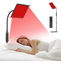 LAFCARE red light therapy lamp on a flexible gooseneck for targeted facial and body care.