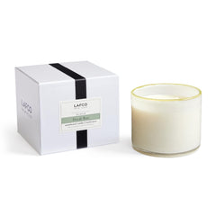 LAFCO New York Feu de Bois 30oz 3-wick candle in a hand-blown glass vessel for ambient fragrance