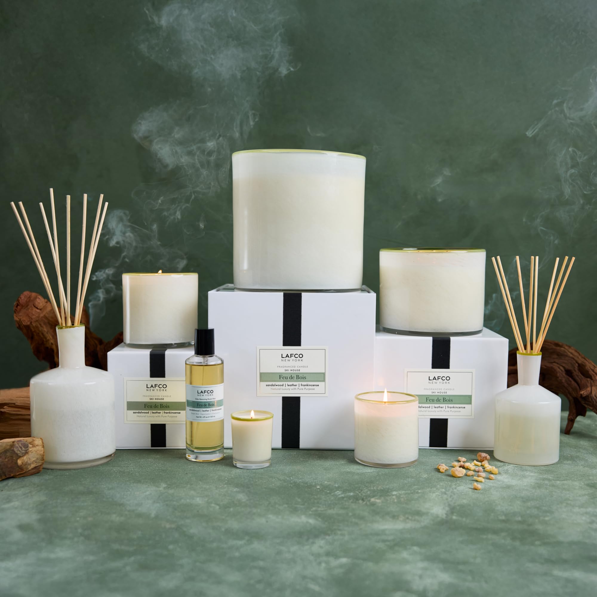 Feu de Bois in a room-friendly vessel enhances mood and decor