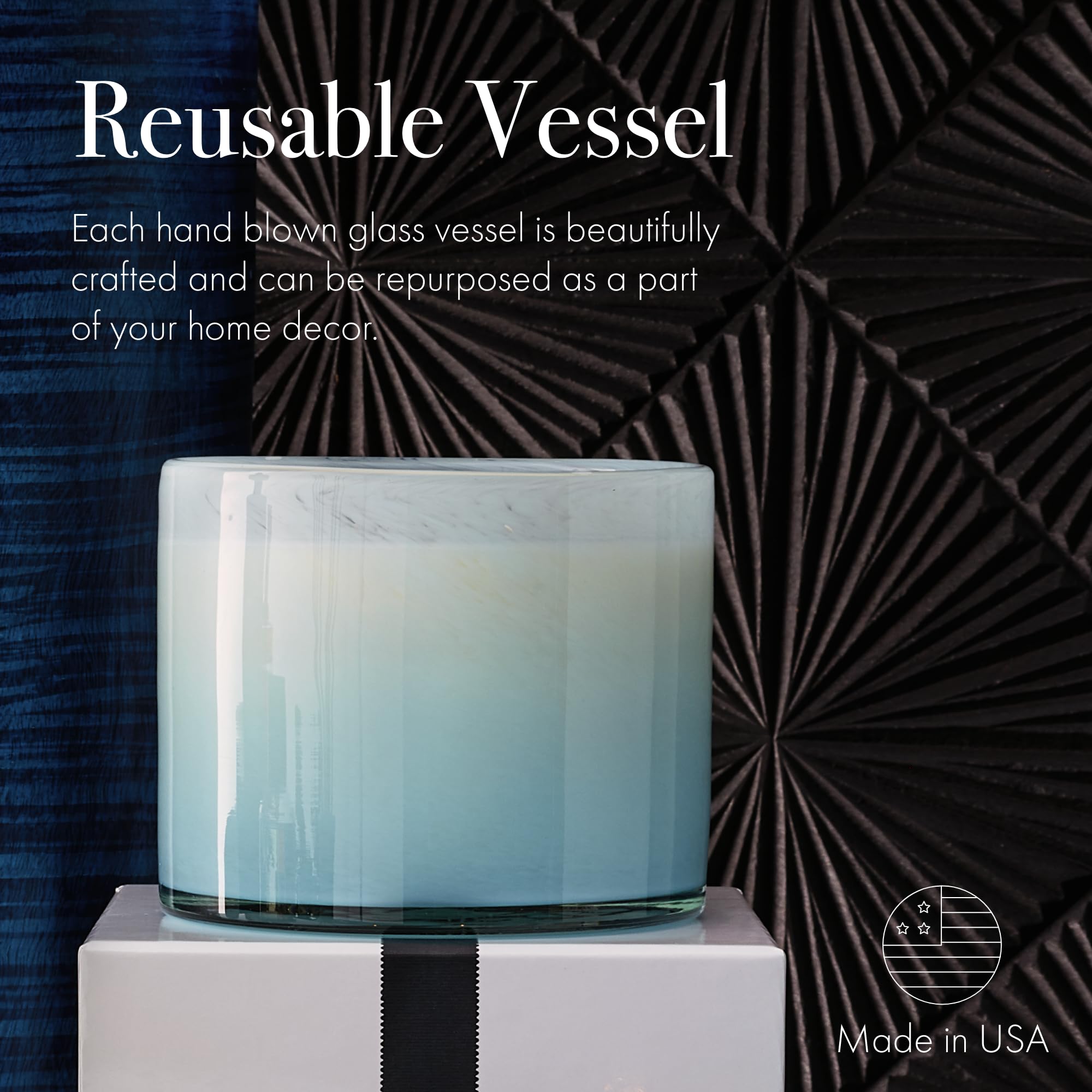 LAFCO Marine 3-Wick burn time and glow in the glass vessel