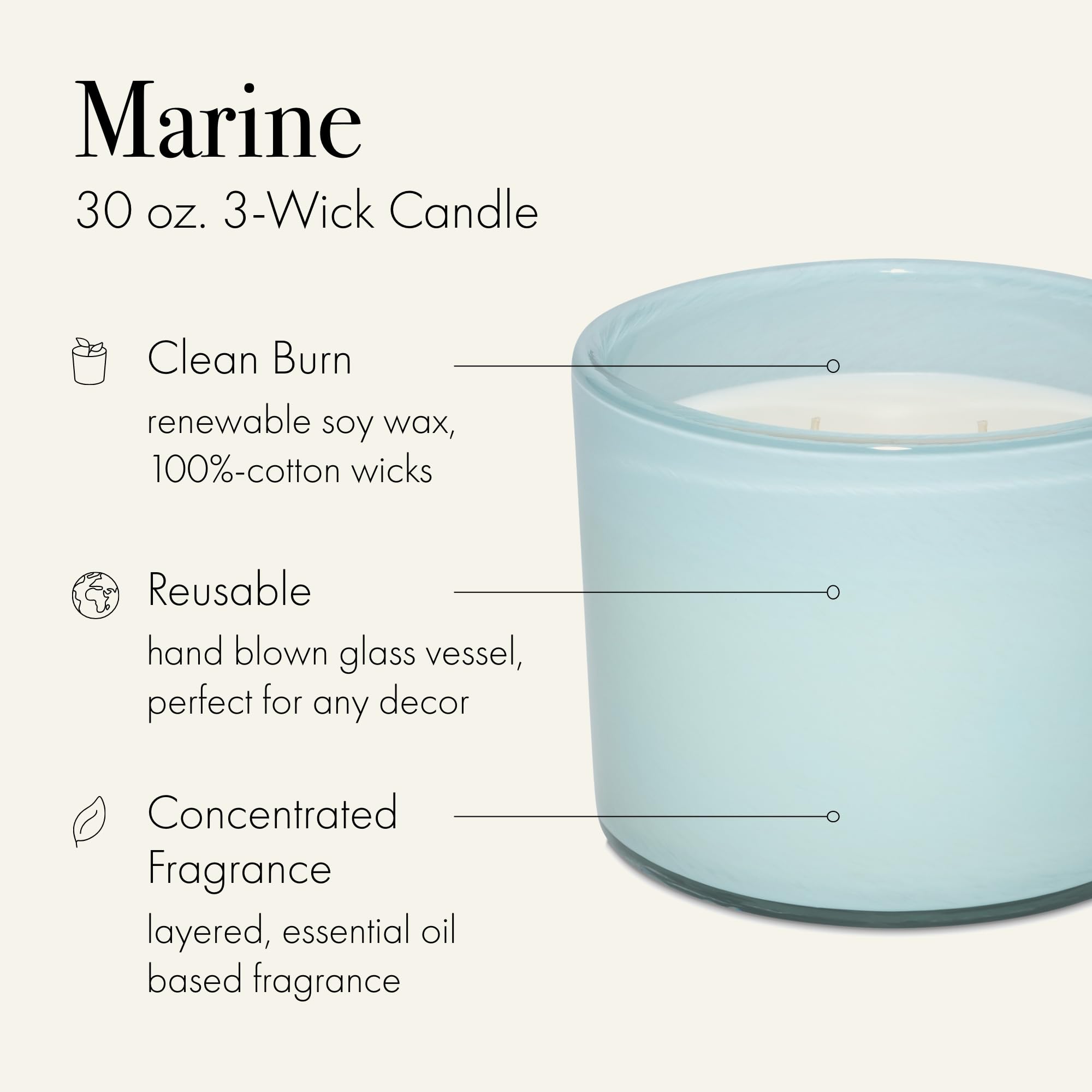 Close-up of wax texture on LAFCO New York Marine 3-Wick candle