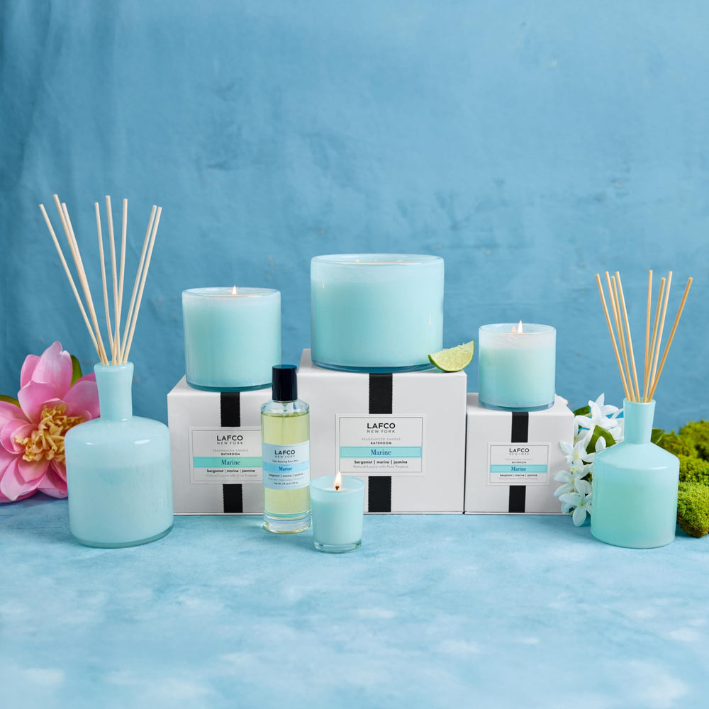 LAFCO New York Marine 3-Wick candle’s reusable glass container