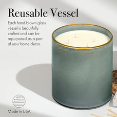 Warm amber with sea spray evokes summer escapes in a spacious room.