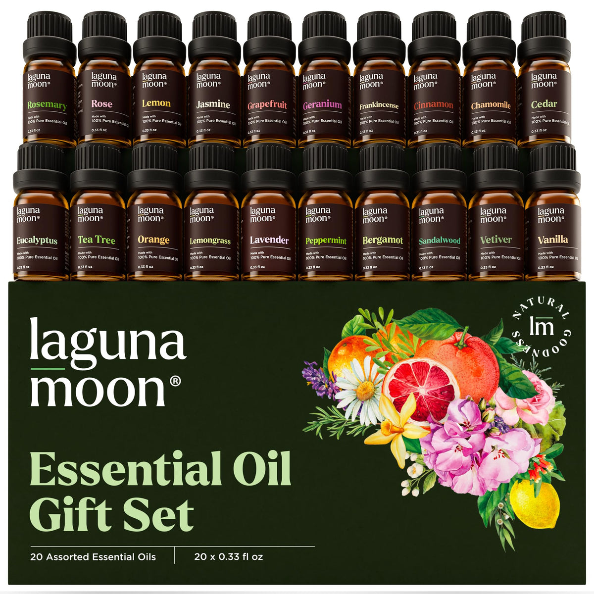 Lagunamoon peppermint essential oil bottle for refreshing diffuser aromatherapy.