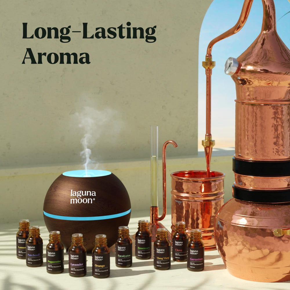 Lagunamoon tea tree essential oil bottle ideal for natural cleaning blends.