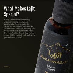 Dropper releasing amber Lajit Shilajit for precise dosing
