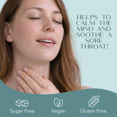Laki Naturals menthol-free formula image communicates gentle throat relief
