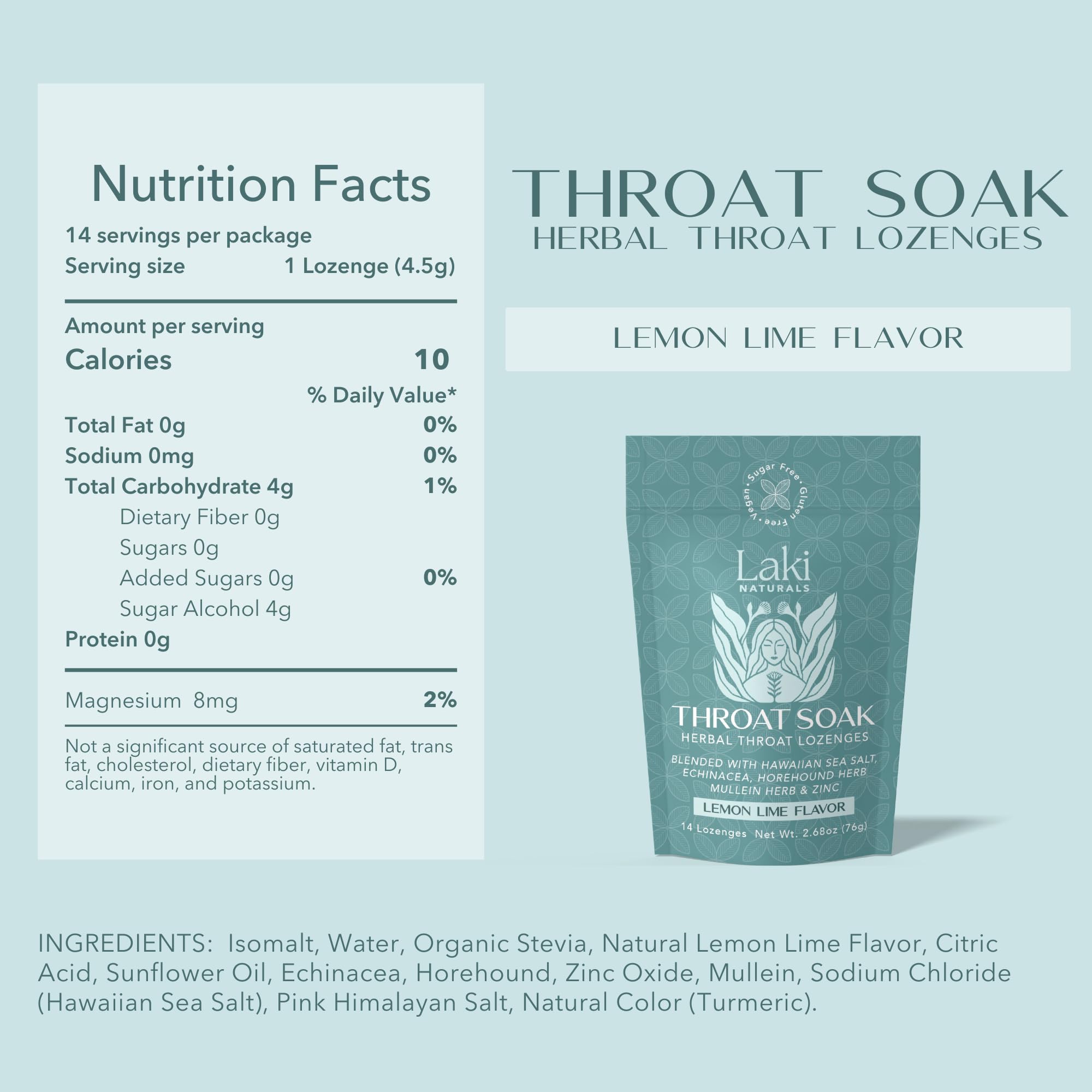Laki Naturals calming-use scene suggests on-the-go throat relief and focus