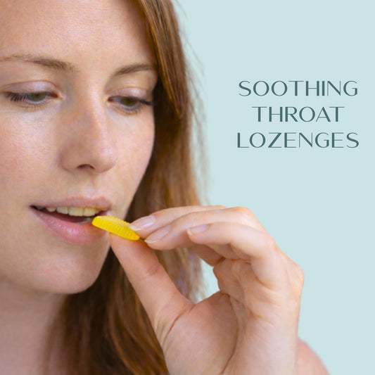 Laki Naturals Throat Soak Lozenges bottle close-up highlighting vegan, sugar-free formula