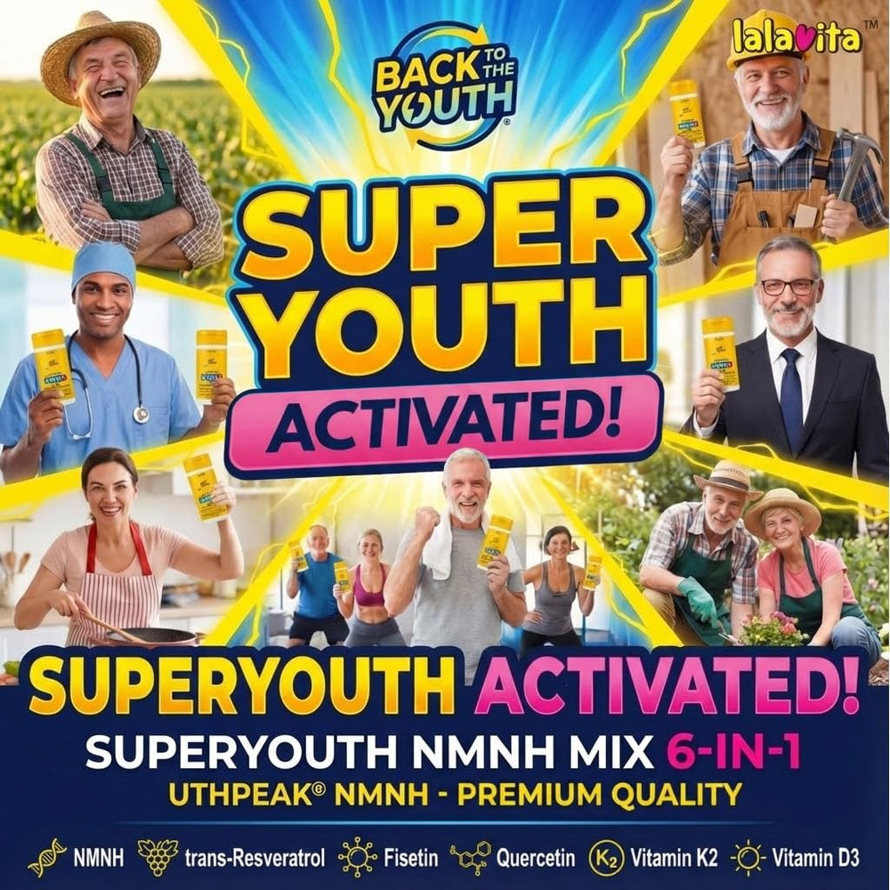 Lalavita SuperYouth capsules close-up highlighting convenient two-capsule daily use