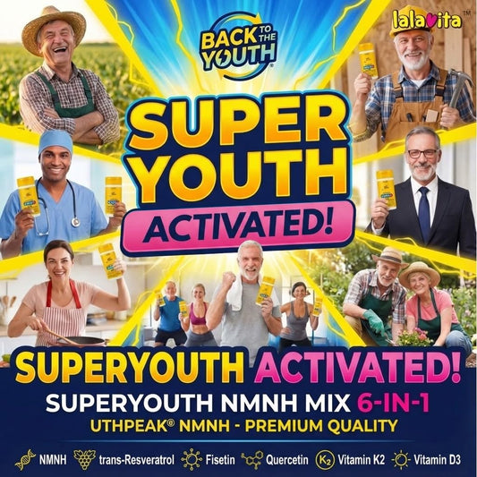 Lalavita SuperYouth capsules close-up highlighting convenient two-capsule daily use