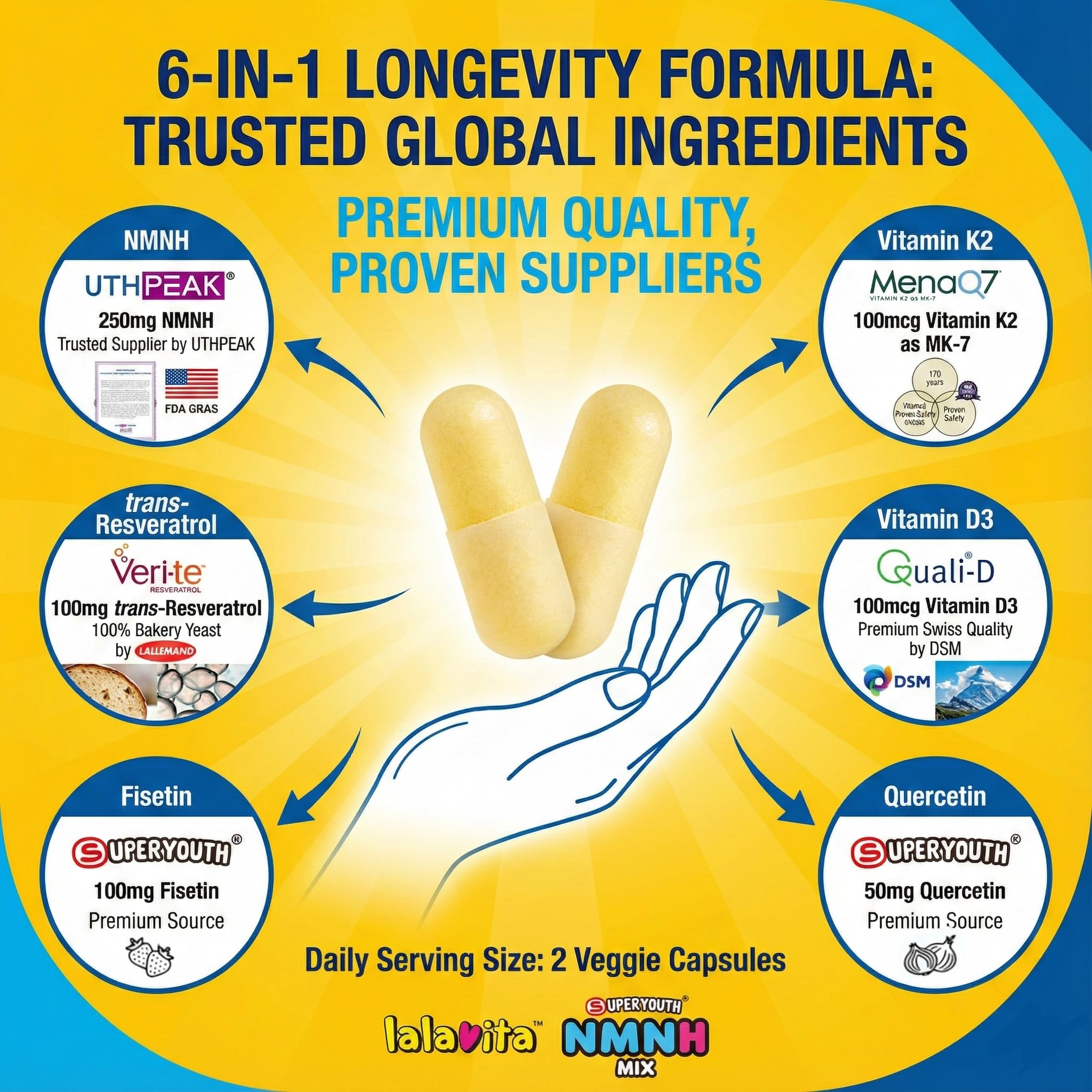 Lalavita SuperYouth fisetin pill featuring flavonoids for daily wellness