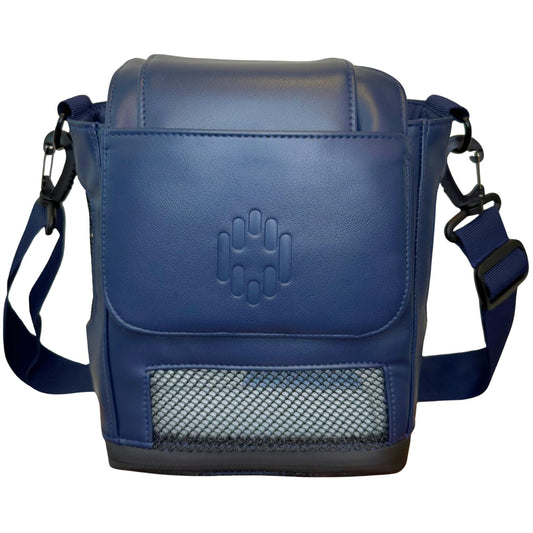 Lamed leather bag with Rove 6 keeps concentrator close during travel.