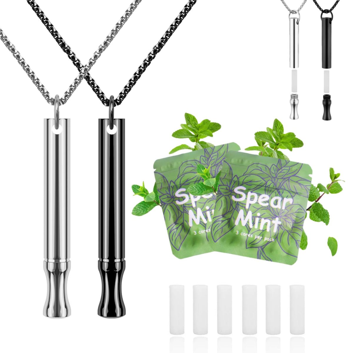 LAMKHOO breathing necklace with mint pod insert for discreet quit-smoking support