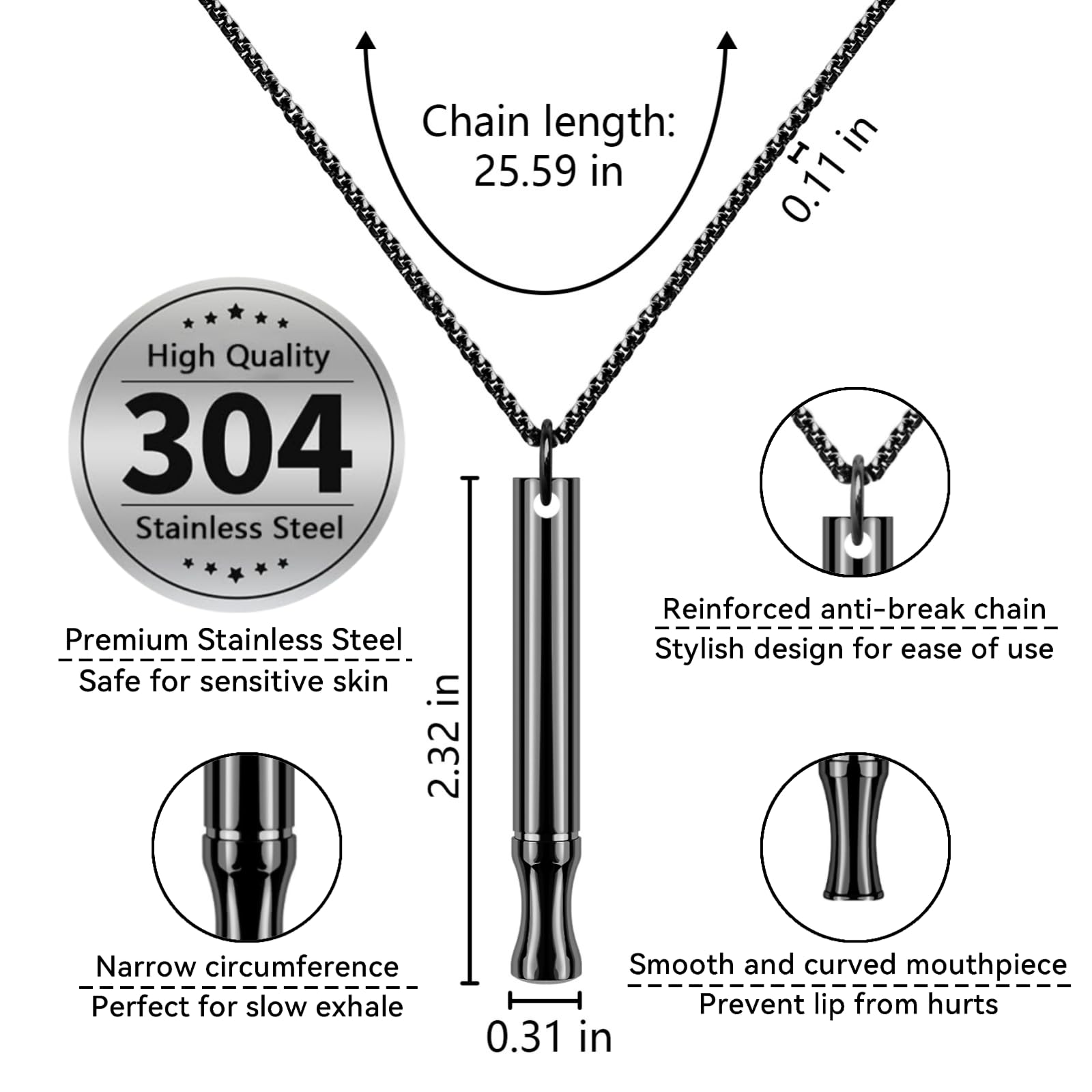 LAMKHOO discreet fidget necklace design aids calm breathing on the go