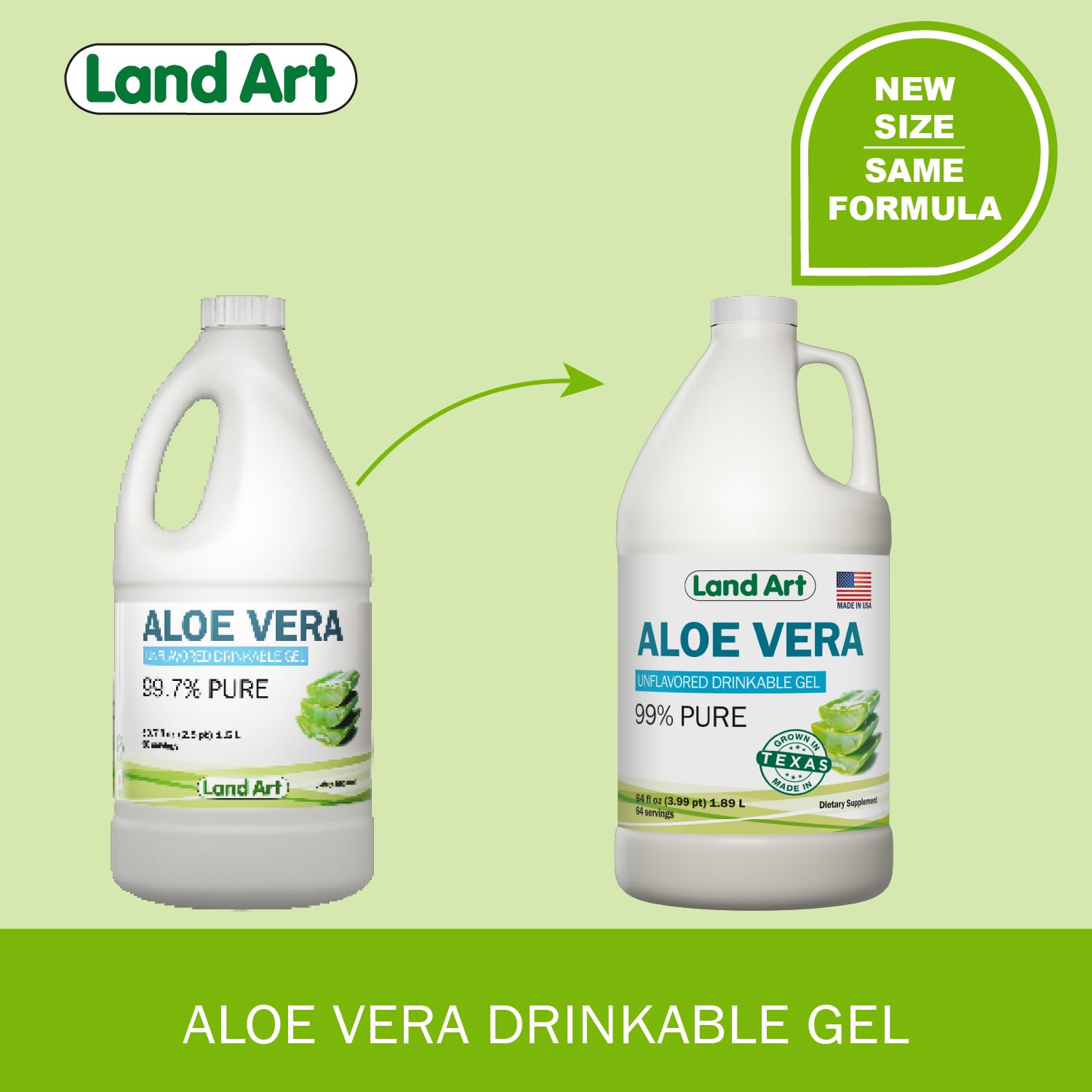 99.7% pure gel text highlights high-quality aloe base.