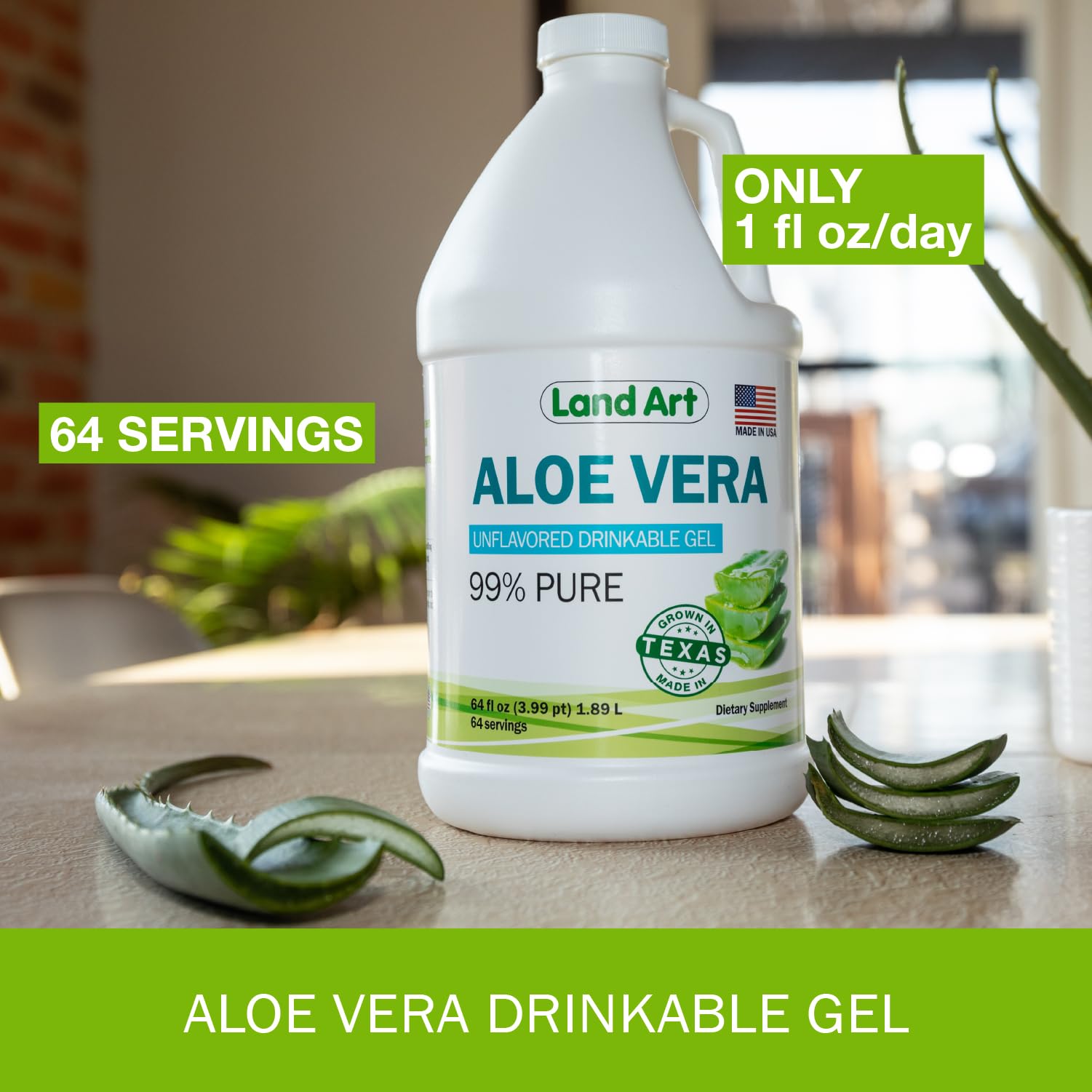 Organic Texas sourcing tag emphasizes farm-grown aloe, clean origin.