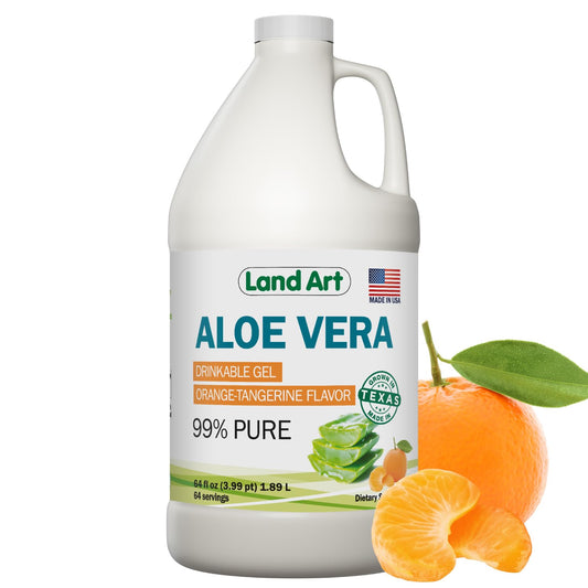 Land Art Aloe Vera gel bottle with orange-tangerine flavor for daily hydration