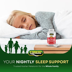 Calm bedtime ambiance with LANDAU melty tablets on nightstand