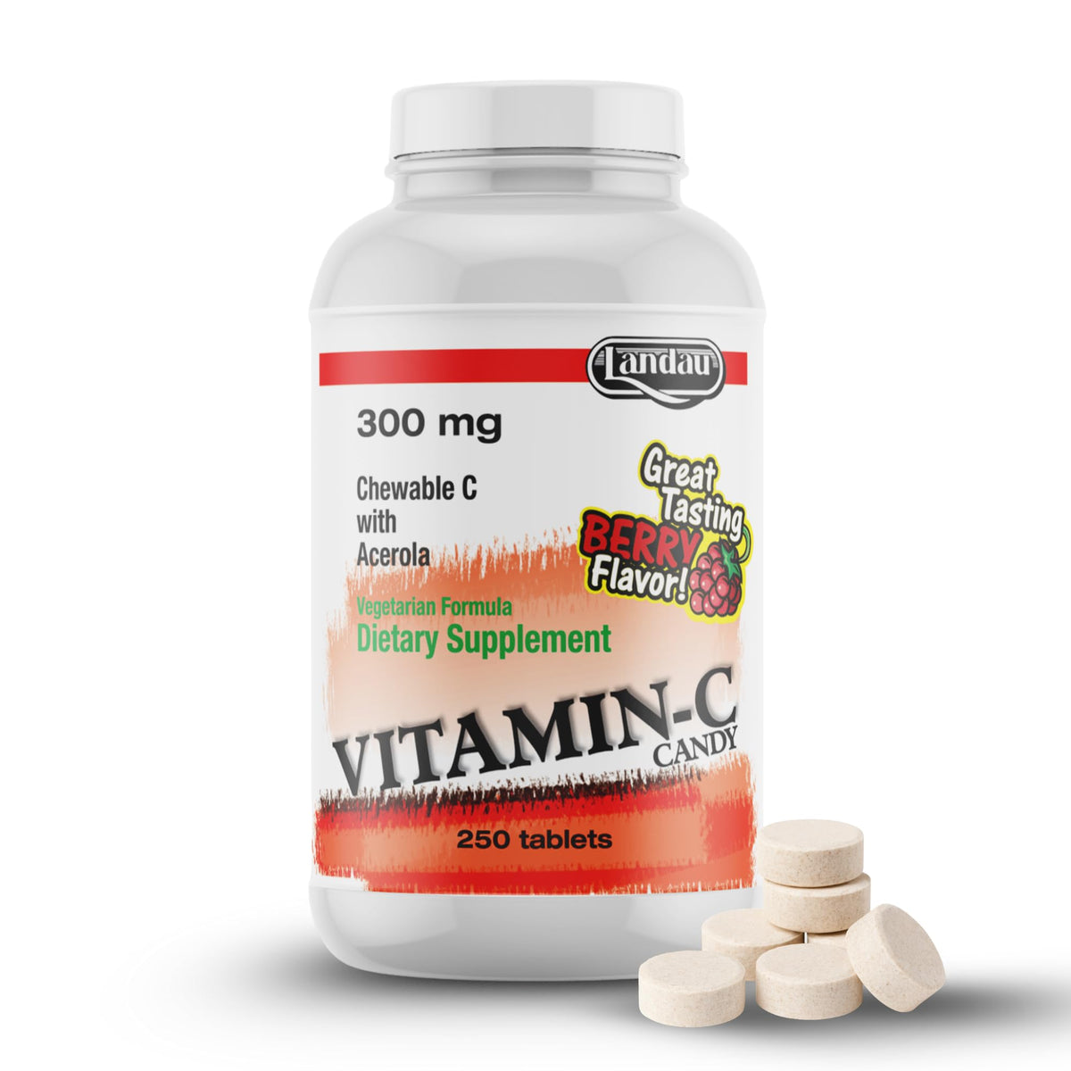 LANDAU chewable vitamin C candy in berry flavor for tasty daily immune support